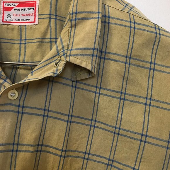 Vintage Yellow Blue Plaid Button Down - Picture 2 of 8